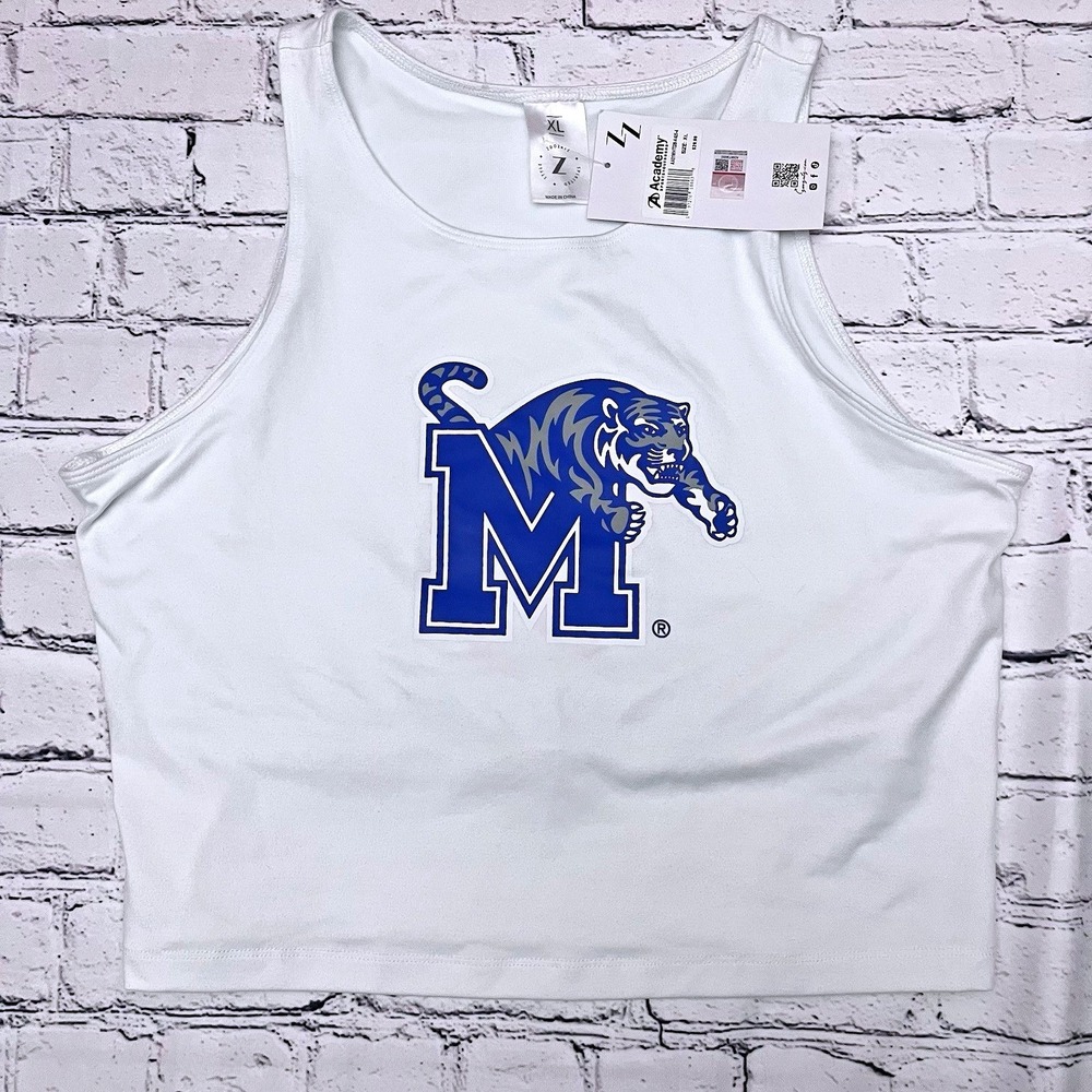 University‎ of Memphis Tigers Crop Tank Top Womens XL White NCAA~NEW